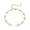 Brass Enamel Daisy Flower Link Chain Bracelet Making AJEW-JB01438-01-1