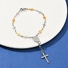 201 Stainless Steel Oval with Saint Benedict Charm Bracelets BJEW-B143-01GP-1