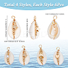 24Pcs 4 Styles Natural Cowrie Shell Copper Wire Wrapped Pendants FIND-SC0014-23-2