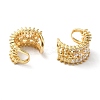 Brass Micro Pave Clear Cubic Zirconia Cuff Earrings EJEW-B057-02G-3