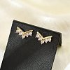 Brass Micro Pave Clear Cubic Zirconia Stud Earrings EJEW-R016-26G-06-2