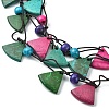 Dyed Natural Coconut Round & Fan Beaded Multi-strand Necklaces NJEW-B088-03-3