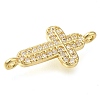 Brass Pave Clear Cubic Zirconia Connector Charms KK-M101-02C-G02-2
