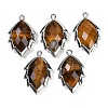Natural Tiger Eye Faceted Leaf Pendants G-I375-04P-26-1
