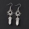 Natural Quartz Crystal Bullet with Sun Dangle Earrings EJEW-I276-01P-20-3