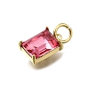 Rectangle Brass with Glass Charms KK-G525-05G-3