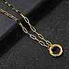 304 Stainless Steel Spring Gate Ring Pendant Paperclip Chain Necklaces for Women NJEW-Z091-13G-1