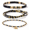 3Pcs 3 Styles Vintage Glass & Brass & Natural Stone Beaded Stretch Bracelet Sets for Women and Girls LF4427-1-3