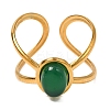Oval Natural Dyed & Heated Green Onyx Agate Finger Rings RJEW-Q822-22G-01-2