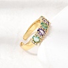 Brass Micro Pave Cubic Zirconia Cuff Rings for Women LS-RJEW-K312-07G-3