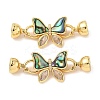 Butterfly Brass Micro Pave Clear Cubic Zirconia Fold Over Clasps KK-U059-28G-1