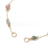 Handmade 3MM Faceted Round Gemstone Beads & 316 Stainless Steel Round Link Chain Bracelet Making AJEW-JB01553-3