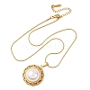 304 Stainless Steel & Acrylic Imitation Pearl Half Round Pendant Snake Chain Necklaces for Women NJEW-F354-07G-1