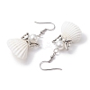 Angel Spiral Shell & Glass Pearl Dangle Earrings EJEW-JE05838-5