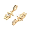 Brass Pave Clear Cubic Zirconia European Dangle Charms KK-U009-08B-G-2