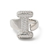 Letter Brass Micro Pave Clear Cubic Zirconia Open Cuff Ring for Women RJEW-N046-03I-P-2