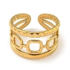 Ion Plating(IP) 304 Stainless Steel Ssquare Chain Open Cuff Ring for Women RJEW-A043-28G-2