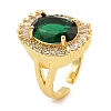 Oval Rack Plating Brass Micro Pave Cubic Zirconia Open Cuff Rings for Women RJEW-S392-01G-A-1