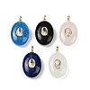 Natural Mixed Stone & Cubic Zirconia Pendants G-Z076-01G-M-1