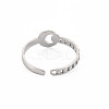 Non-Tarnish 304 Stainless Steel Moon Open Cuff Ring for Women RJEW-S405-235P-2