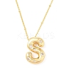 Brass Micro Pave Clear Cubic Zirconia Pendant Necklaces NJEW-Z038-01G-S-2