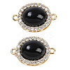 Brass Micro Pave Clear Cubic Zirconia Connector Charms KK-U043-50G-04-1