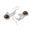 Natural Tiger Eye Rabbit Dangle Earrings EJEW-A092-05P-15-3