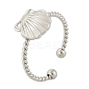 Shell 304 Stainless Steel Open Cuff Rings for Women RJEW-G338-09P-4