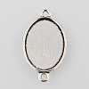 Antique Silver Tibetan Style Alloy Flat Oval Cabochon Connector Settings X-TIBE-M022-05AS-5