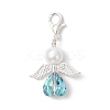 Heart Angel Glass & Glass Pearl Pendant Decorations HJEW-JM03773-02-4