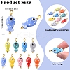 10Pcs Hand Painted Polka Dot Fish Porcelain Pendants PALLOY-YW00115-01-3