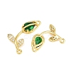 Rack Plating Brass Micro Pave Clear Cubic Zirconia Flower Connertor Charms KK-Z043-03H-3