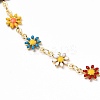 Golden Brass Flower Enamel Links Bracelets BJEW-JB05664-01-2