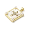 Brass Pave Shell Pendants KK-I708-17D-G-2