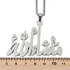 201 Stainless Steel Arabic Pendant Box Chain Necklaces for Women Men NJEW-R013-06P-5