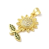Rack Plating Brass Micro Pave Cubic Zirconia Pendants KK-S380-29G-02-2