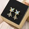 Brass Micro Pave Cubic Zirconia Fish Dangle Stud Earrings EJEW-K320-01G-23-3