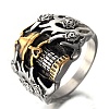 Two Tone Skull Head Men's Stainless Steel Finger Ring LS-PW-WG11803-02-1