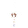 Wire Wrapped Natural Carnelian Heart with Tree of Life Pendant Decorations HJEW-K046-02P-02-2