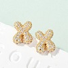 Brass Micro Pave Cubic Zirconia Stud Earrings EJEW-Z091-04G-X-1