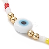 Evil Eye Lampwork & Glass Seed Beaded Stretch Bracelet for Women BJEW-JB09931-4