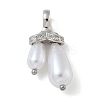 Rack Plating Brass Micro Pave Clear Cubic Zirconia with ABS Plastic Pearl Pendants KK-G515-57P-1