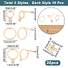30Pcs 3 Style Brass Cricle Stud Earring Findings KK-AR0002-99-2