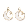 Rack Plating Brass Micro Pave Clear Cubic Zirconia Pendants ZIRC-CJC0001-01G-1