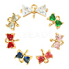 20Pcs Golden Plated Brass Pave Glass Connector Charms KK-CJ0002-28-9