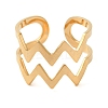 Double Layer Wave 304 Stainless Steel Open Cuff Rings for Women RJEW-N048-08G-2
