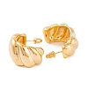 Twist C-Shaped Brass Half Hoop Stud Earrings for Women EJEW-G391-17G-3