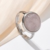 Half Round Natural Rose Quartz Finger Rings RJEW-M062-01P-17-1