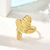 304 Stainless Steel Heart Cuff Rings for Women RJEW-Z110-02G-1