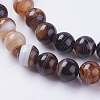 Round Dyed Natural Striped Agate/Banded Agate Beads Strands G-G582-8mm-04-3